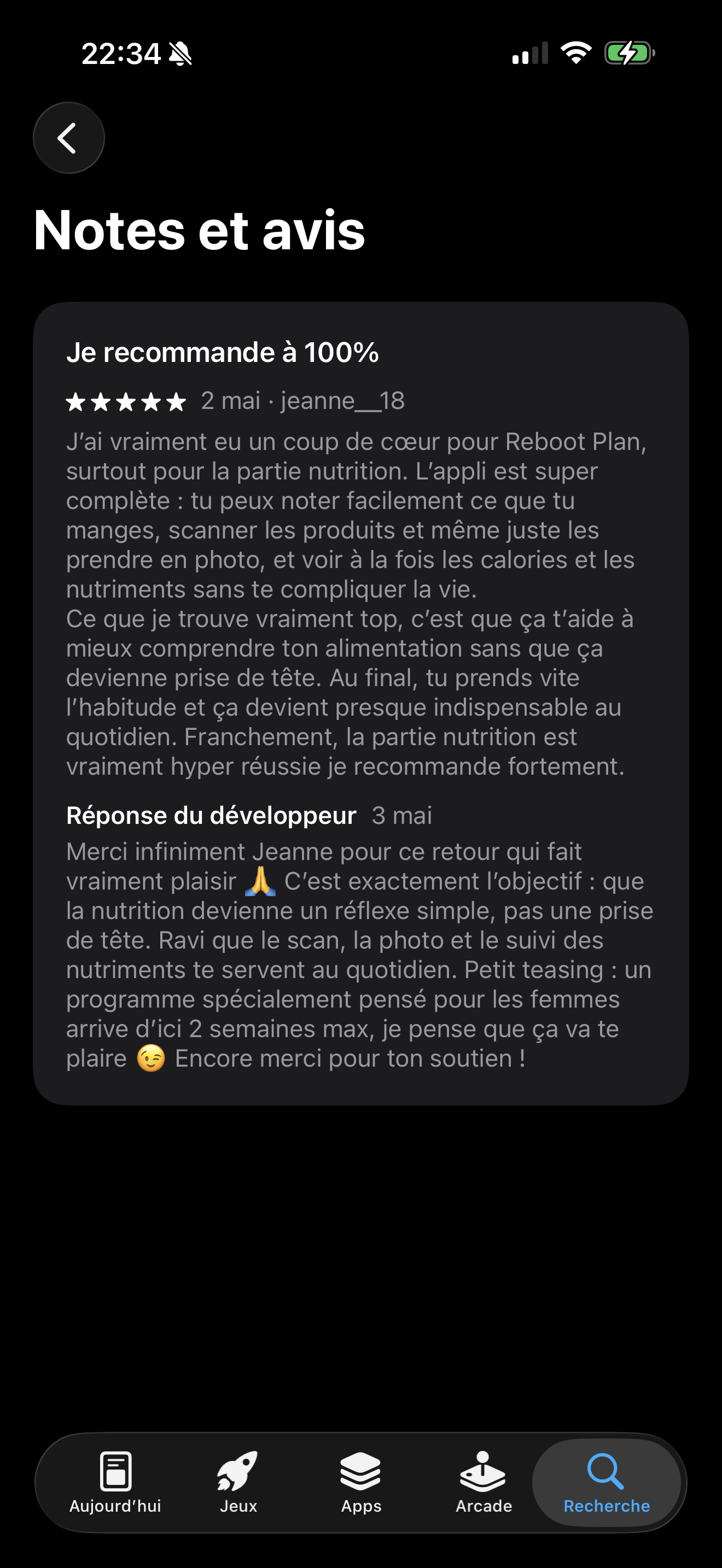 Avis utilisateur Reboot Plan