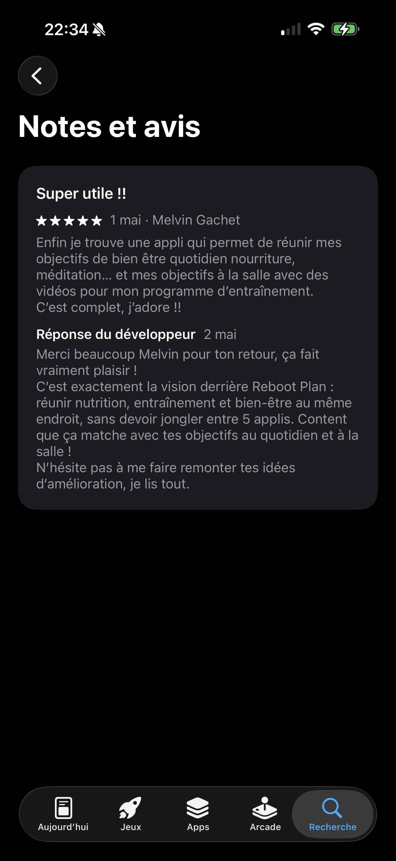 Avis utilisateur Reboot Plan