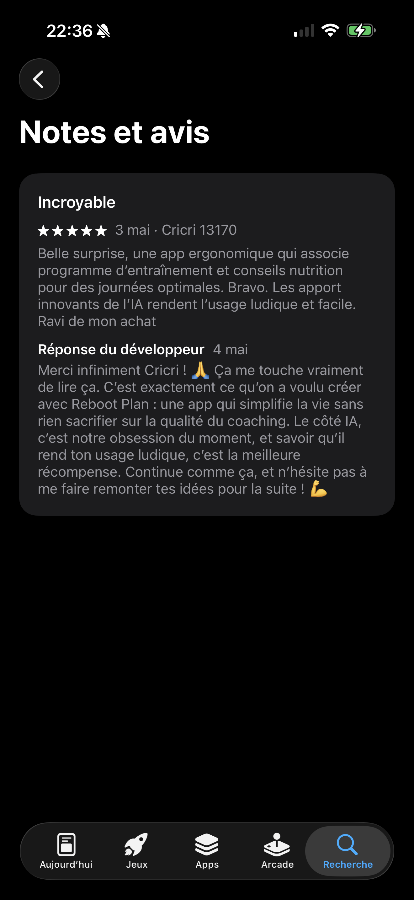 Avis utilisateur Reboot Plan
